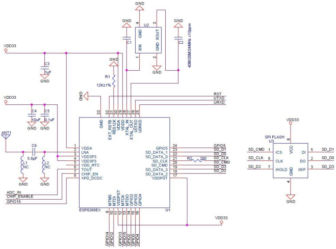 ESP-12F Schematic Diagram