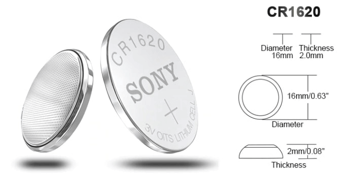  CR1620 Battery Diameter