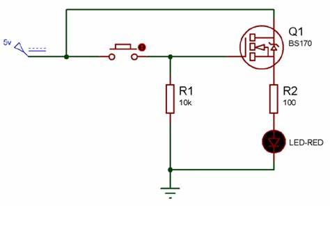 ON and OFF an LED using BS170 n-channel MOSFET